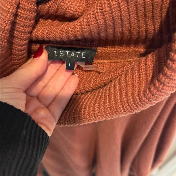 1. State Women's Cowl Neck Sweater in Rust - Picture 3 of 4